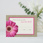 Burlapおよびデイジーピンクの応答カード 出欠カード (スタンド正面)