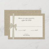 BurlapおよびBowカスタム応答カード 出欠カード (正面/裏面)