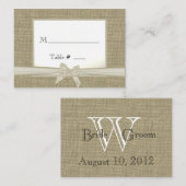 BurlapおよびBowシーティングカード プレイスカード (正面/裏面)