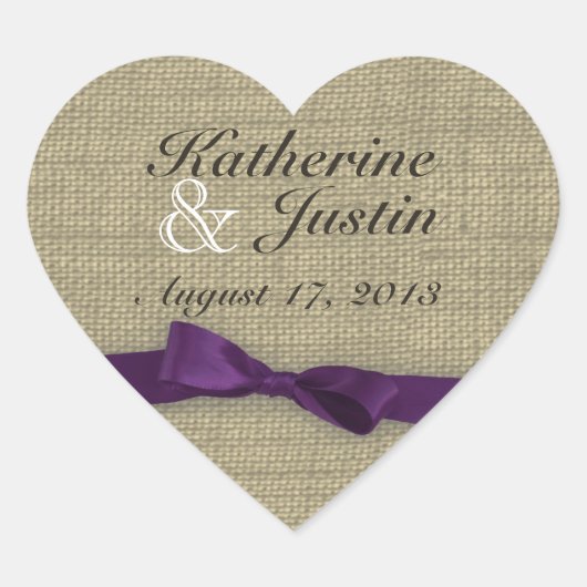 BurlapおよびBowハート ハートシール (正面)