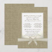 BurlapおよびBow素朴の結婚宿泊施設 エンクロージャーカード (正面/裏面)