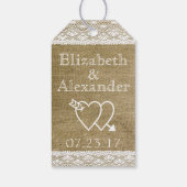 BurlapおよびLaceヴィンテージの文字盤 ギフトタグ (裏面)