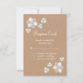 Burlapかわいらしに花をレースRSVP 出欠カード (正面)