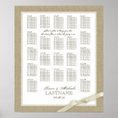 Burlapとアンティークホワイトボウ結婚の座席表 ポスター (正面)