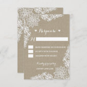 Burlapとフローラレース結婚のRSVP素朴カード 出欠カード (正面/裏面)