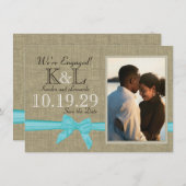 BurlapとBlue日付を保存 セーブザデート (正面/裏面)