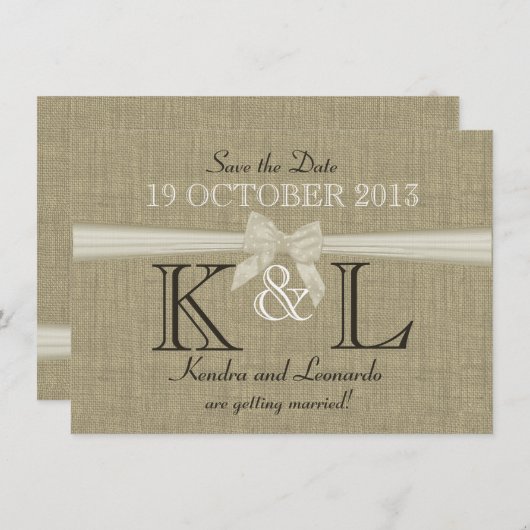 BurlapとBow Country日付を保存 セーブザデート (正面/裏面)