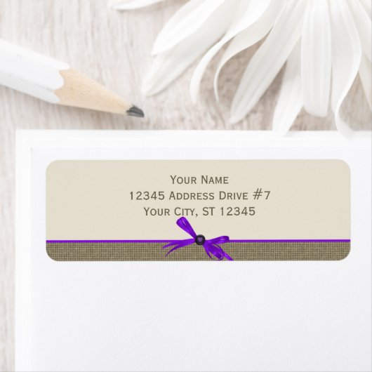 BurlapとBow in Purple ラベル (インサイチュ)