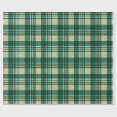 BurlapとGreen Plaidのクリスマス ラッピングペーパー (フラット)