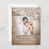 BurlapとLaceの写真素朴日付を保存 案内ポストカード (正面/裏面)