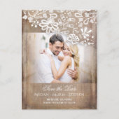 BurlapとLaceの写真素朴日付を保存 案内ポストカード (正面)