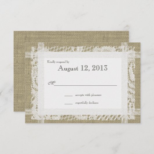 BurlapとLaceの国素朴の回答 出欠カード (正面/裏面)