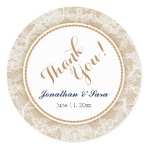 BurlapとLaceパーソナライズされたの結婚感謝