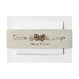 BurlapとPinecones 招待状ベリーバンド