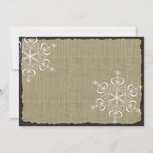 BurlapとSnowflaks結婚の5 x 7 招待状 (裏面)