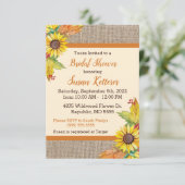 BurlapとSunflowersブライダルシャワー招待 招待状 (スタンド正面)