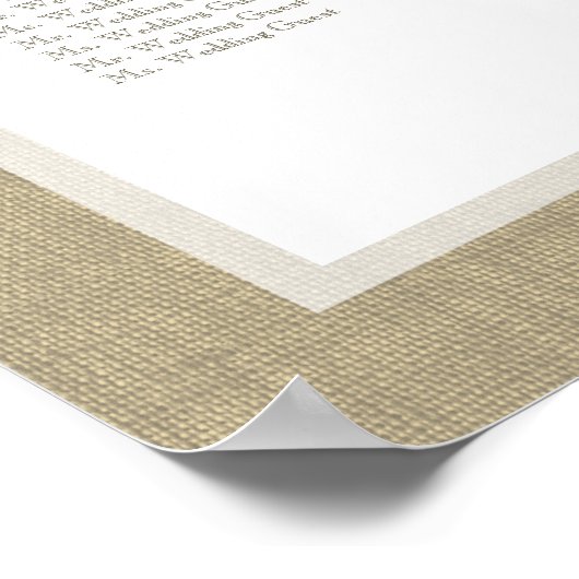 BurlapとTan Bowの結婚座席表 ポスター (角)