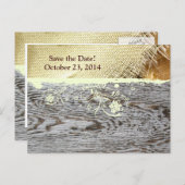 BurlapとWood Country日付を保存 案内ポストカード (正面/裏面)