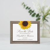 Burlapに素朴ある国産ひまわり日付を保存 ポストカード (スタンド正面)