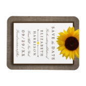 Burlapに素朴ある国産ひまわり日付を保存 マグネット (横)