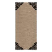 Burlapのメ素朴ニューに結婚黒いレース ラックカード (裏面)