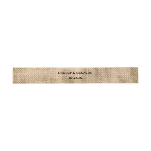 Burlapの素朴Names Dateテクスチャフェイク 招待状ベリーバンド (フラット)