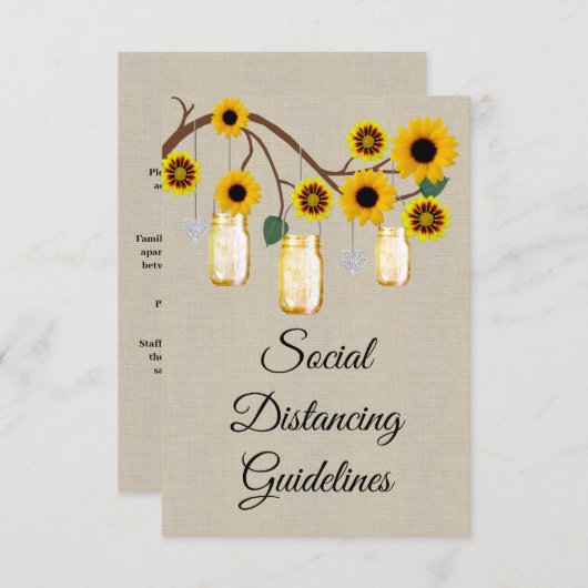 Burlapイエローフローラメイスンジャー安全対策 エンクロージャーカード (正面/裏面)