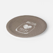 Burlapカントリーシックなメイソンのjarウェディングパーティーのプレート ペーパープレート (アングル)