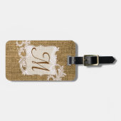 Burlapカントリーレースアップリケモノグラムラゲージタグ ラゲッジタグ (正面横)
