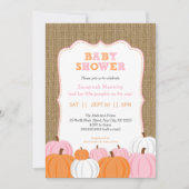 Burlapガールオレンジカボチャの赤ちゃんシャワーの招待状 招待状 (正面)
