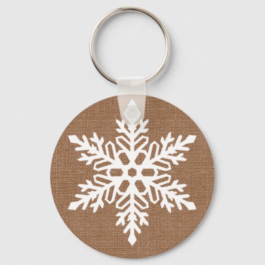 Burlapクリスマスの雪素朴片 キーホルダー (正面)