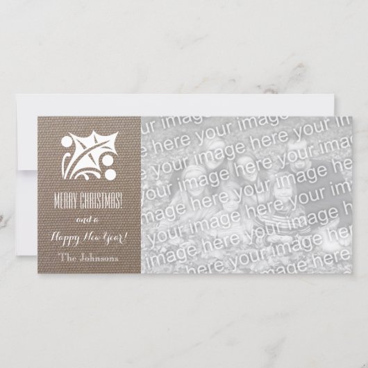 Burlapクリスマスカーカスタムドとホリデーフォト シーズンカード (正面)