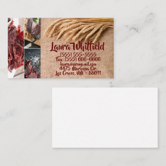 Burlapサック国の名刺の小麦素朴 名刺 (正面/裏面)
