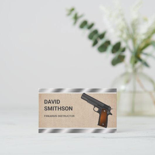 Burlapスチールピストル銃器店Gunsmith銃器 名刺 (スタンド正面)
