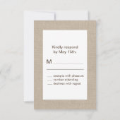 BurlapタイポグラフィRSVP 出欠カード (裏面)