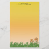 Burlapテクスチャオレンジフラワーアートパーソナライズされた 便箋 (正面)