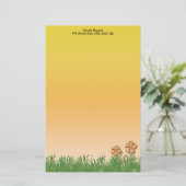 Burlapテクスチャオレンジフラワーアートパーソナライズされた 便箋 (スタンド正面)