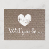 Burlapテクスチャカード |私の花嫁のメイドは？ インビテーションポストカード (正面)