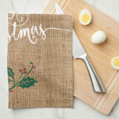 Burlapテクスチャメリークリスマス キッチンタオル (四つ折り)