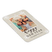 Burlapテクスチャー素朴Happy New Year写真 マグネット (右側)