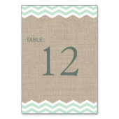 Burlapテーブル番号のミントシェブロン テーブルナンバー (裏面)