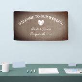 Burlapテーマのバナー結婚サインへようこそ 横断幕 (トレードショー)