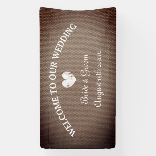 Burlapテーマのバナー結婚サインへようこそ 横断幕 (縦)