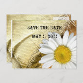 Burlapデイジー日付の保存 案内ポストカード (正面/裏面)