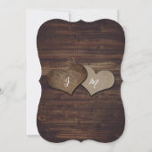 Burlapハートストリングライツ素朴ウッド結婚ズ 招待状 (裏面)