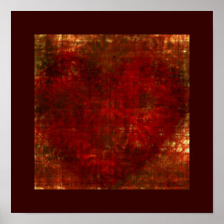 Burlapハートプリント(12x12) ポスター