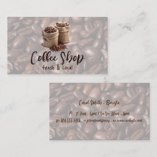 Burlapバッグのコーヒー豆 名刺 (正面/裏面)