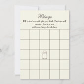 Burlapバラ素朴ブライダルシャワービンゴカード 招待状 (裏面)