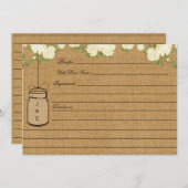 Burlapバラ素朴ブライダルシャワーレシピカード (正面/裏面)