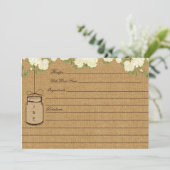 Burlapバラ素朴ブライダルシャワーレシピカード (スタンド正面)
